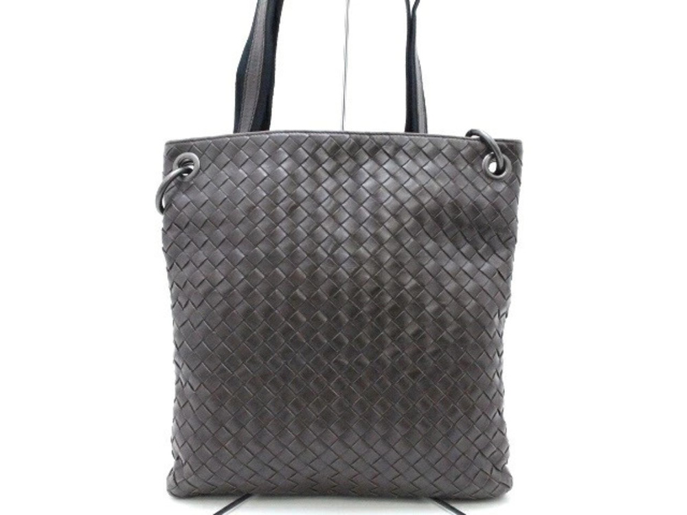 BOTTEGA VENETA shoulder bag calfskin intrecciato weave dark brown